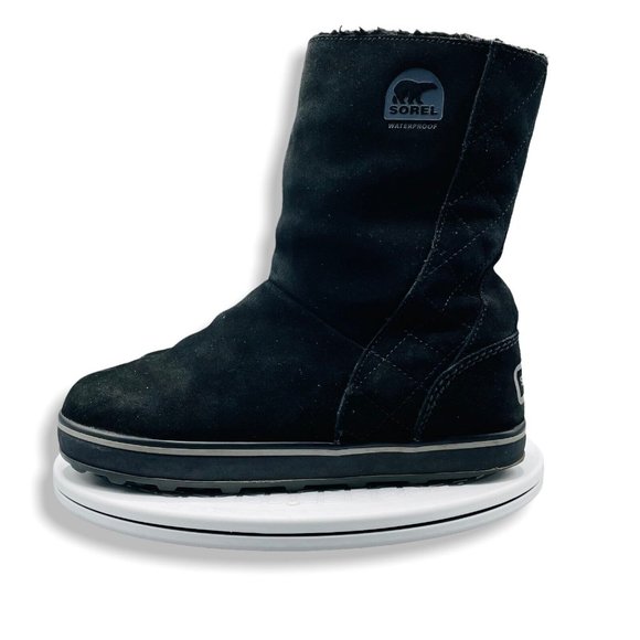 Sorel Glacy Boot Women Black US 7 Waterproof Suede Winter Rain Snow Boootie - Picture 2 of 7